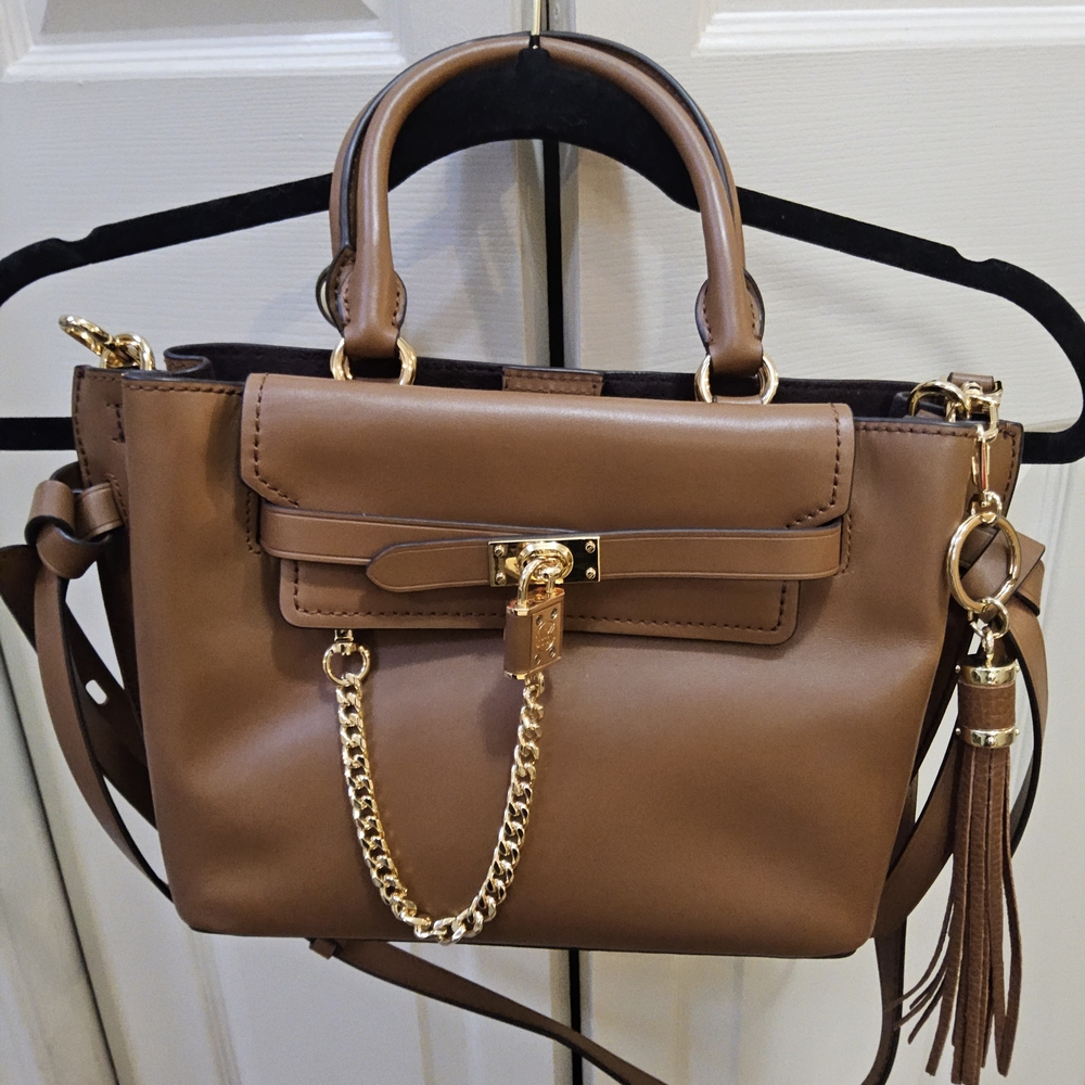 Michael Kors Tan Satchel with Gold Chain